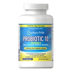 Puritan's Pride Probiotic with Vitamin D 10 120 капс Пробіотики та пребіотики