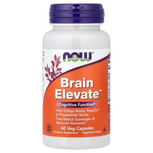 NOW Brain Elevate 60 рослинних капсул Холін (В-4)