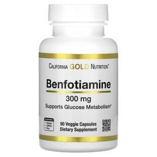 California Gold Nutrition Benfotiamine 300 mg 90 капсул Тіамін (B-1)