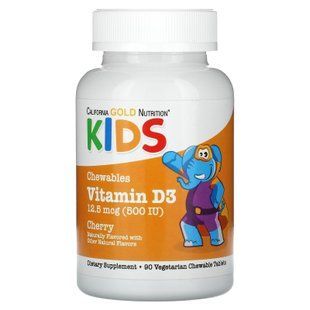 California Gold Nutrition Chewable Vitamin D3 for Children 500 IU 90 жувальних таблеток Вітамін D3 та D3+K2 для дітей