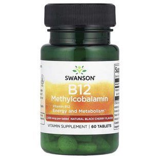 Swanson Vitamin B12 Methylcobalamin 2500 mcg 60 смоктальних таблеток Кобаламін (B-12)