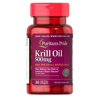 Puritan's Pride Red Krill Oil 500 mg 30 капсул Масло криля (Krill oil)