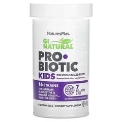 NaturesPlus Natural Probiotic Kids7 Billion CFU 30 жувальних таблеток Пробіотики та пребіотики