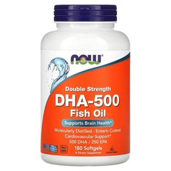 NOW Double Strength DHA-500 Fish Oil 180 капсул Омега-3