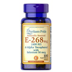 Puritan's Pride Vitamin E-with Selenium 400 IU 100 рідких капсул Вітамін Е