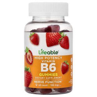 Lifeable Vitamin B6 60 жувальних цукерок Піридоксин (B-6)