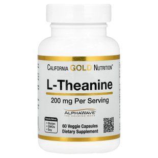 California Gold Nutrition L-Theanine 200 mg 60 капсул Теанін