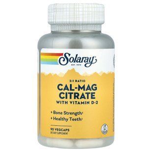 Solaray Cal-Mag Citrate with Vitamin D-2 2:1 Ratio 90 VegCaps Кальций