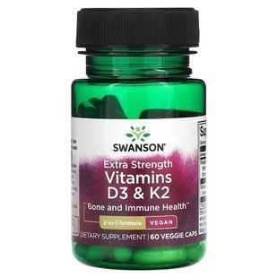 Swanson Extra Strength D3 & K2 5000IU/100mcg 60 капс. Витамин D3 + K-2