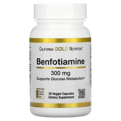 California Gold Nutrition Benfotiamine 300 mg 30 капсул Тіамін (B-1)
