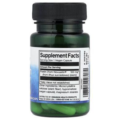 Swanson Fisetin Novusetin 100 mg 30 растительных капсул Для мозговой активности, нервной системы и сна