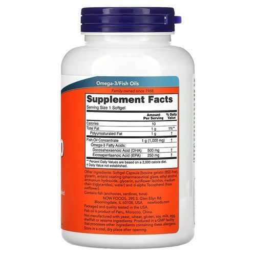 NOW Double Strength DHA-500 Fish Oil 180 капсул купити в Україні 🌿 ...