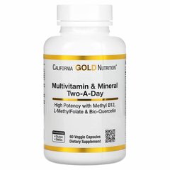California Gold Nutrition Two-A-Day Multivitamin and Mineral 60 вегетарінських капсул Універсальні