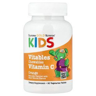 California Gold Nutrition Chewable Vitamin C with Bioflavonoid Complex for Children 90 вегетаріанських жувальних таблеток Вітамін С для дітей