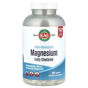 KAL High Absorption Magnesium Fully Chelated 270 таблеток Магній
