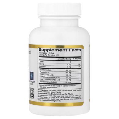California Gold Nutrition Antarctic Krill Oil 500 mg 120 гелевых капсул Масло криля (Krill oil)