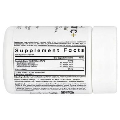 Codeage GLP-1 Probiotic+ 30 Vegetable Capsules Пробиотики и пребиотики