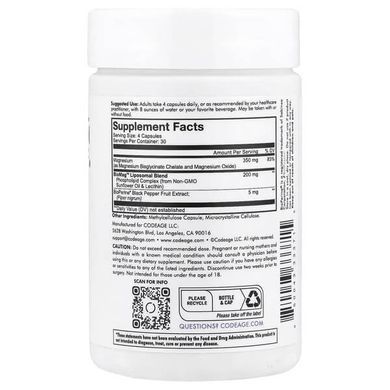 Codeage Liposomal Magnesium Glycinate 120 капсул Магній
