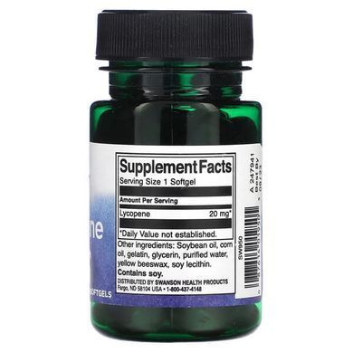 Swanson Lycopene 20 mg 60 softgels Ликопин