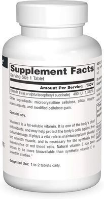 Source Naturals Vitamin E 400 IU D-Alpha Tocopherol 50 tablets Витамин Е