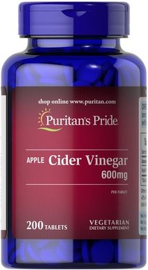Puritan's Pride Apple Cider Vinegar 600 mg 200 таблеток Яблучний оцет