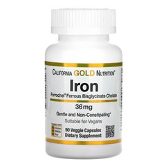 California Gold Nutrition Ferrochel Iron (Bisglycinate) 90 капсул Залізо