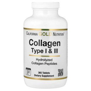 California Gold Nutrition Hydrolyzed Collagen Type I & III 365 tablets Коллаген