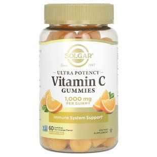 Solgar Vitamin C Gummies Tart Orange 1000 mg 60 жевательных цукерок Витамин С