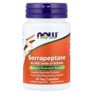 NOW Serrapeptase 60 растительных капсул Серапептаза (Serrapeptase)