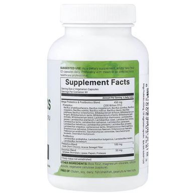 Micro Ingredients Mega Probiotics 120 рослинних капсул Пробіотики та пребіотики
