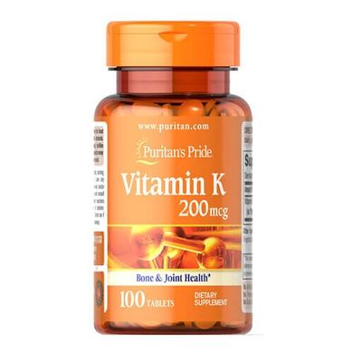 Puritan's Pride Vitamin K 200 mcg 100 табл Вітамін К