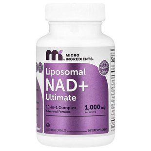 Micro Ingredients Liposomal NAD + Ultimate 60 рослинних капсул Ніацин (B-3)
