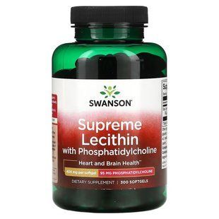 Swanson Supreme Lecithin with Phosphatidylcholine 300 softgels Лецитин