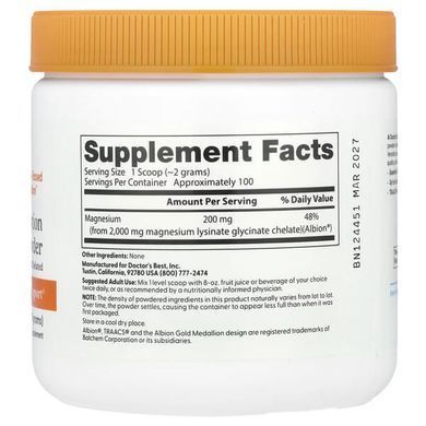Doctor's Best High Absorption Magnesium Powder 200 грам Магній