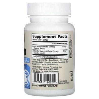Jarrow Formulas Lutein 20 mg 60 рідких капсул Лютеїн
