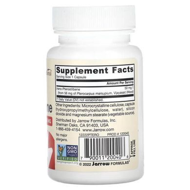 Jarrow Formulas Trans-Pterostilbene 50 mg 60 рослинних капсул Ресвератрол