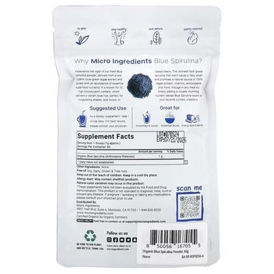 Micro Ingredients Organic Blue Spirulina 60 грам Спіруліна
