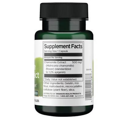 Swanson Chamomile Flower Standardized Extract 500 mg 60 капсул Ромашка
