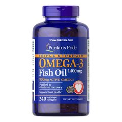 (Зліплені капсули) Puritan's Pride Triple Strength Omega-3 1400 mg 240 капсул Омега-3