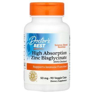 Doctor's Best Zinc Bisglycinate 50 mg 90 капсул Цинк