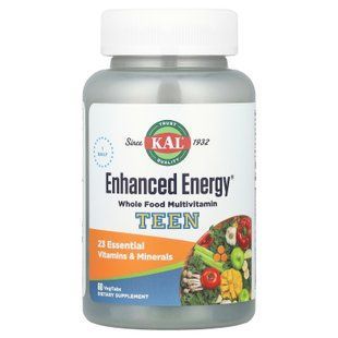 KAL Enhanced Energy Teen Multivitamin 60 вегетаріанських таблеток Мультивітаміни для підлітків