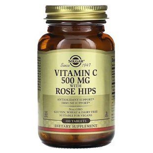 Solgar Vitamin C with Rose Hips 500 mg 100 таблеток (03.2027) Вітамін С