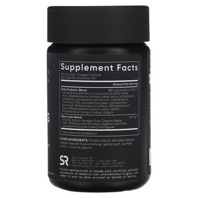 Sports Research Daily Probiotics 60 Billion CFU with Prebiotics 30 капсул с отсроченным высвобождением Пробиотики и пребиотики