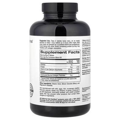 California Gold Nutrition Hydrolyzed Collagen + Vitamin C Type 1 & 3 250 tab Коллаген