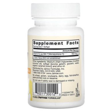 Jarrow Formulas MK-7 180 mcg 30 рідких капсул Вітамін К