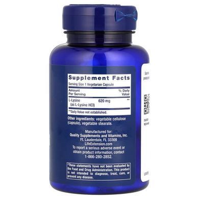 Life Extension L-Lysine 620 mg 100 капсул Лізин