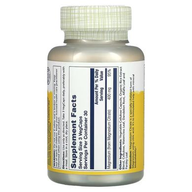 Solaray Magnesium Citrate 400 mg 90 капс. Магний