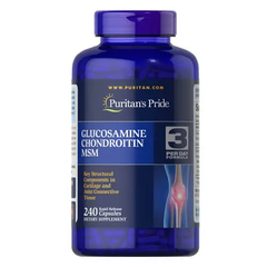 Puritan’s Pride Double Strength Glucosamine Chondroitin MSM 240 капсул Глюкозамін і хондроїтін