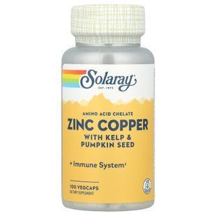 Solaray Zinc Copper with Kelp & Pumpkin Seed 100 рослинних капсул Цинк