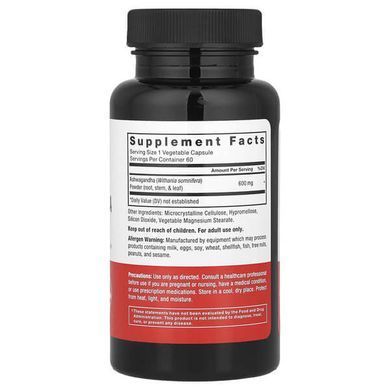 Force Factor Ashwagandha 600 mg 60 рослинних капсул Ашваганда